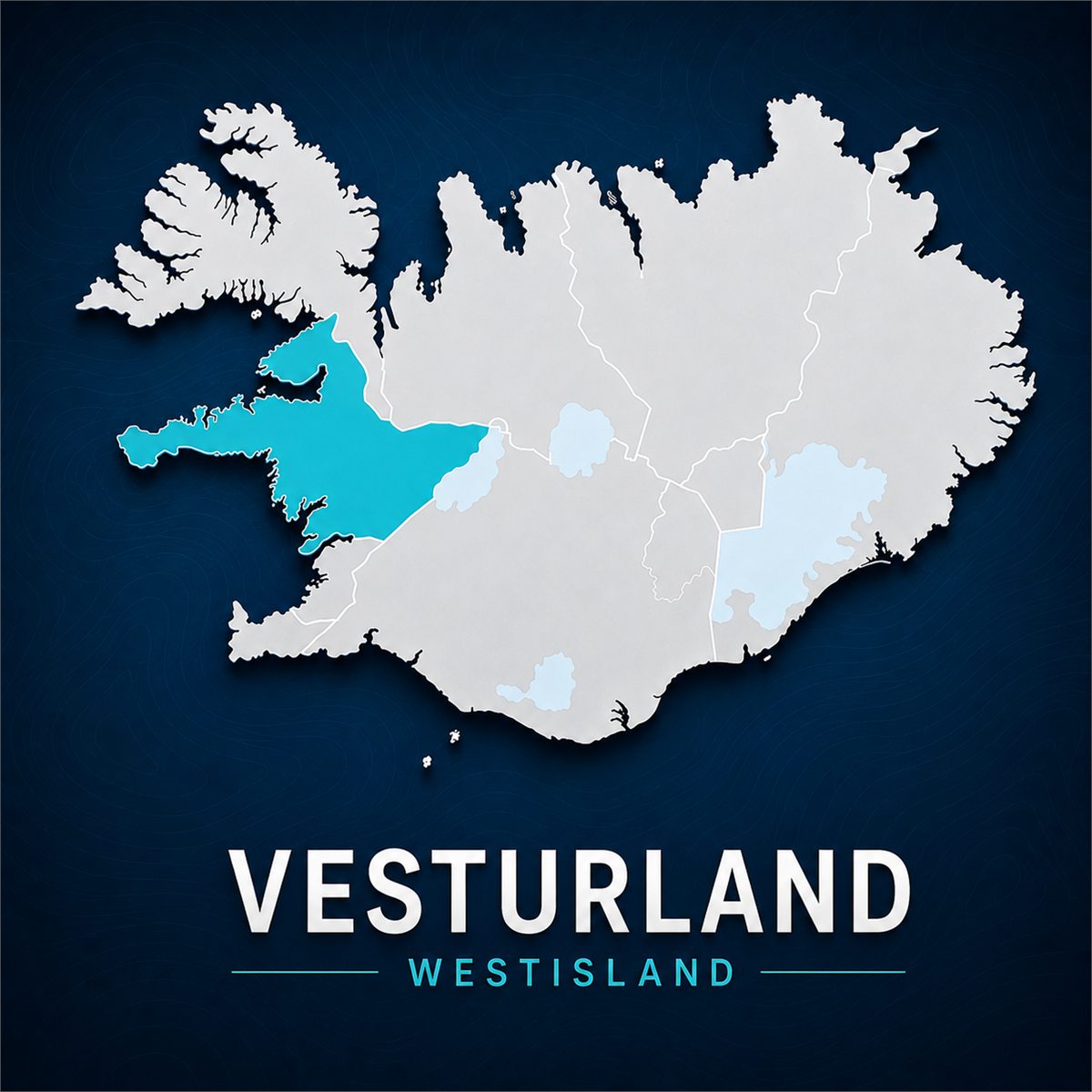 Karte von Island mit markierter Region Westisland